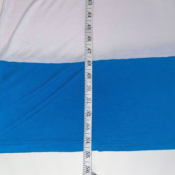 Calvin Klein Pool Blue Racerback Jersey Striped Maxi Dress Stretch Comfort 10 - Picture 9 of 13